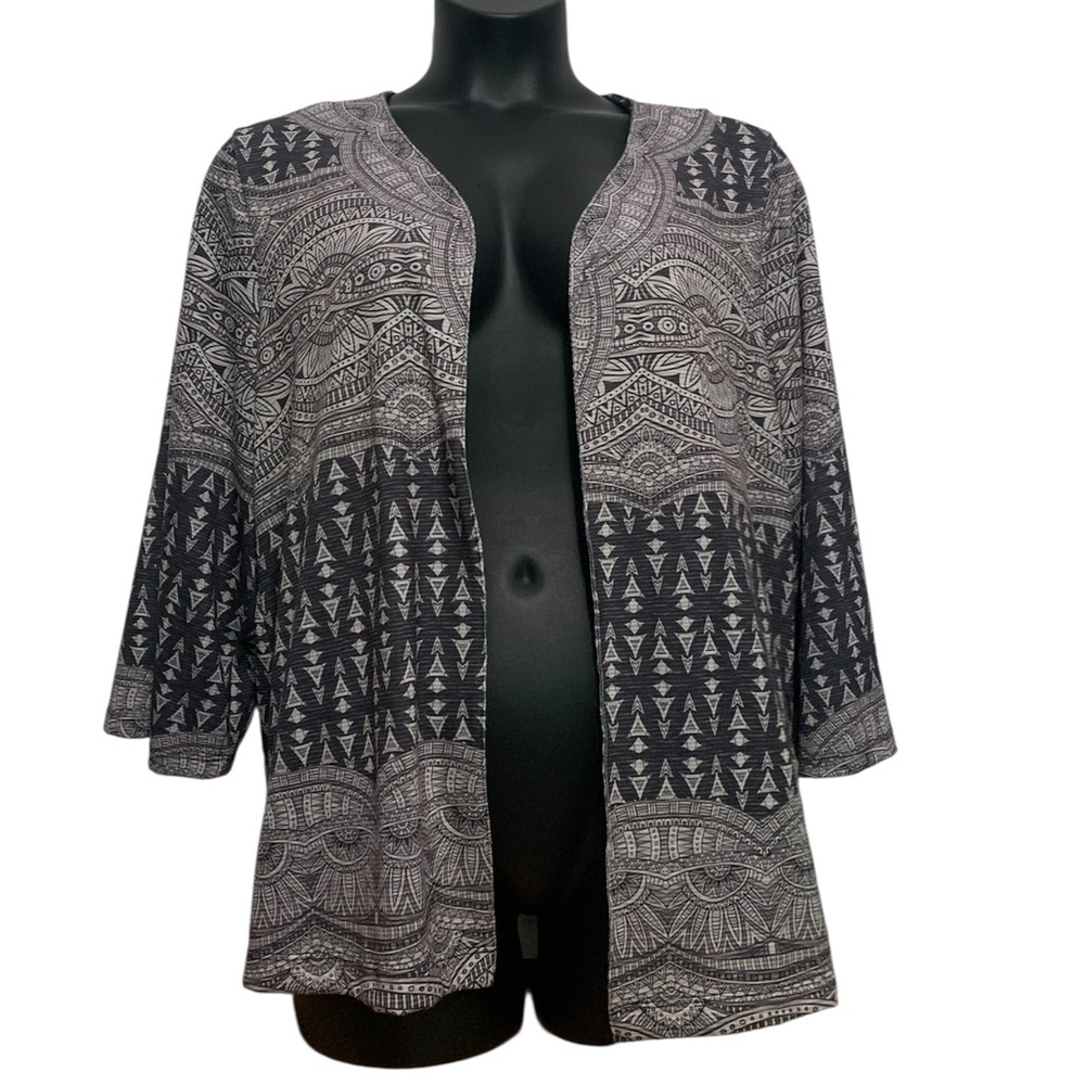 Christopher & Banks Cardigan Black and Gray Open Front XL NEW